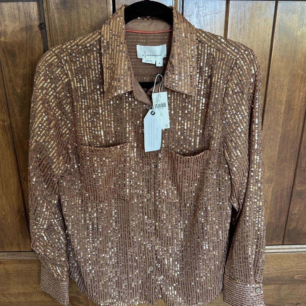 Women’s Anthropologie sequin top - bronze color - size Medium